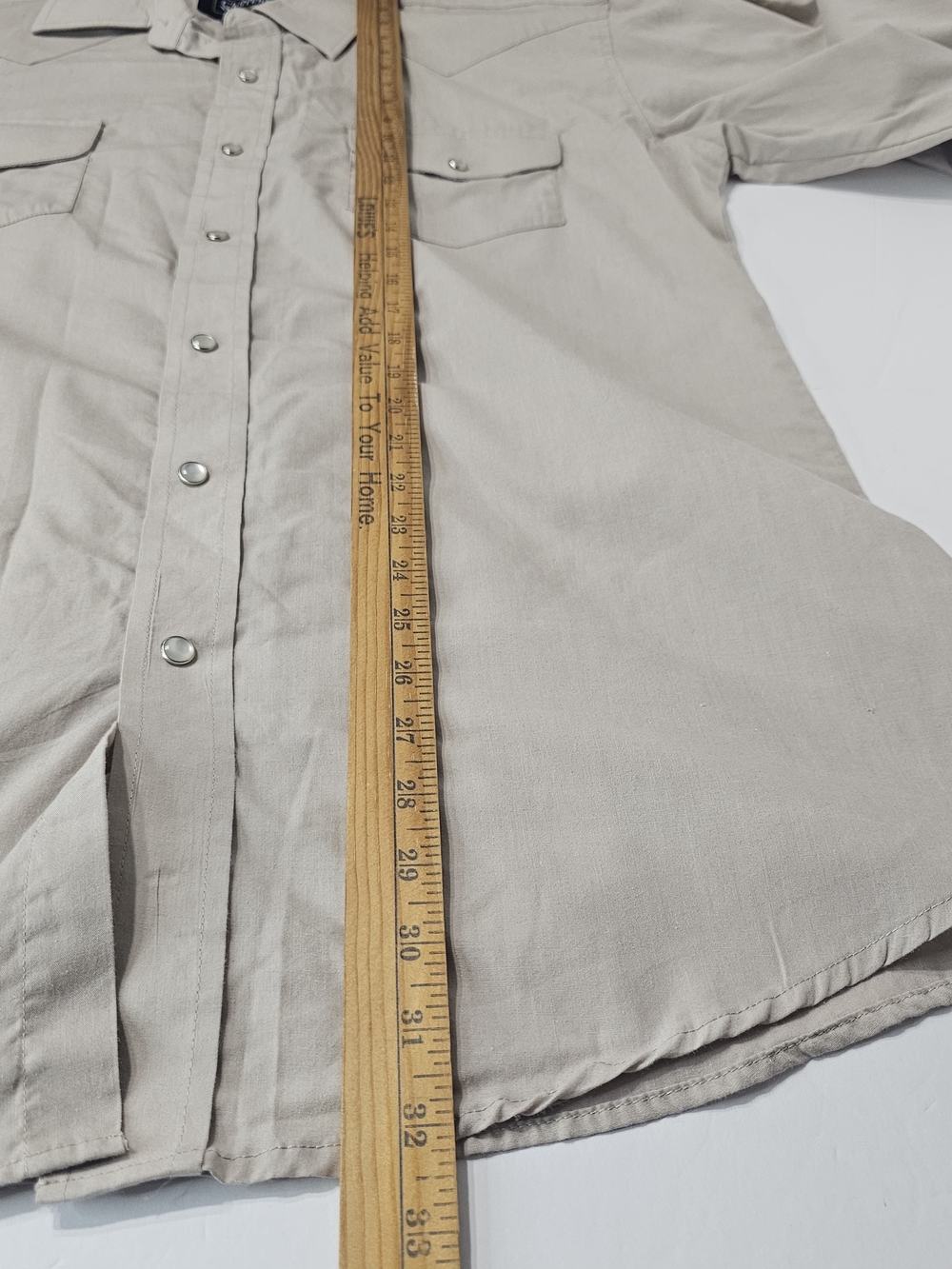Classic Western Pearl Snap Button Shirt in Light Taupe Mens Sz XL Cowboy - Picture 5 of 8